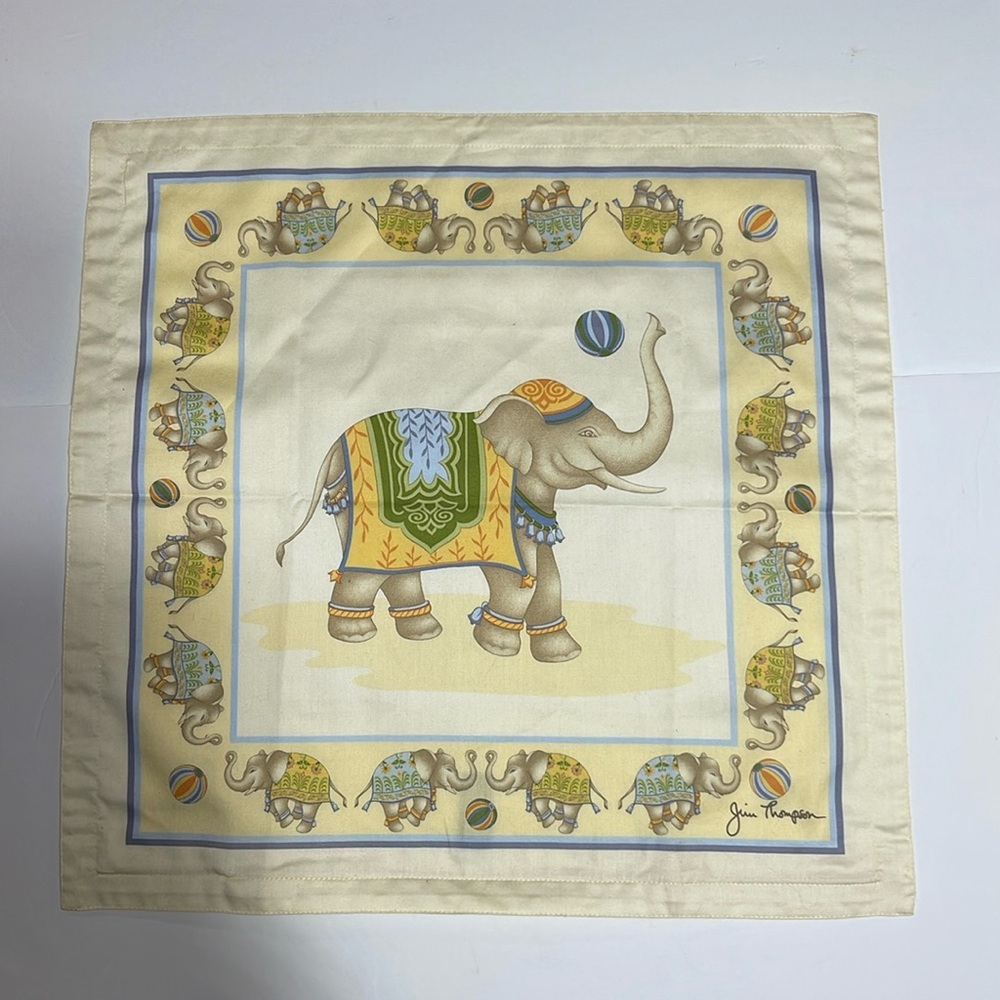 Jim Thompson pillow cover 18”x18” cotton elephant theme